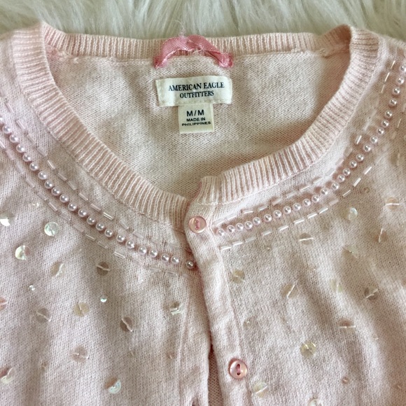 American Eagle Outfitters Sweaters - Light Pink American Eagle Cardigan w/ bead detail